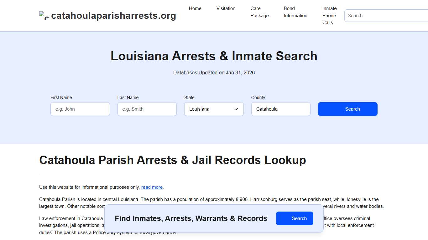 Catahoula Parish, LA Arrests, Warrants, Police Records Search