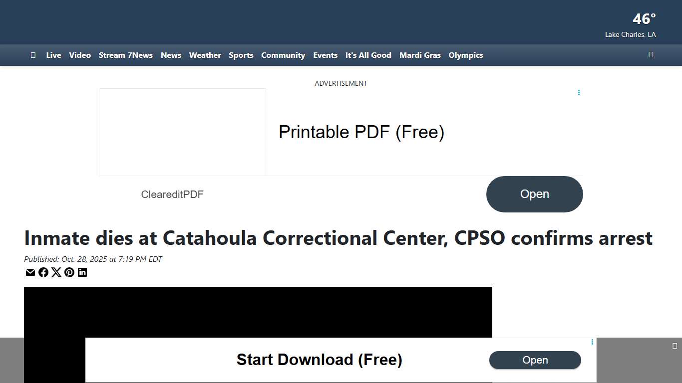 Inmate dies at Catahoula Correctional Center, CPSO confirms arrest