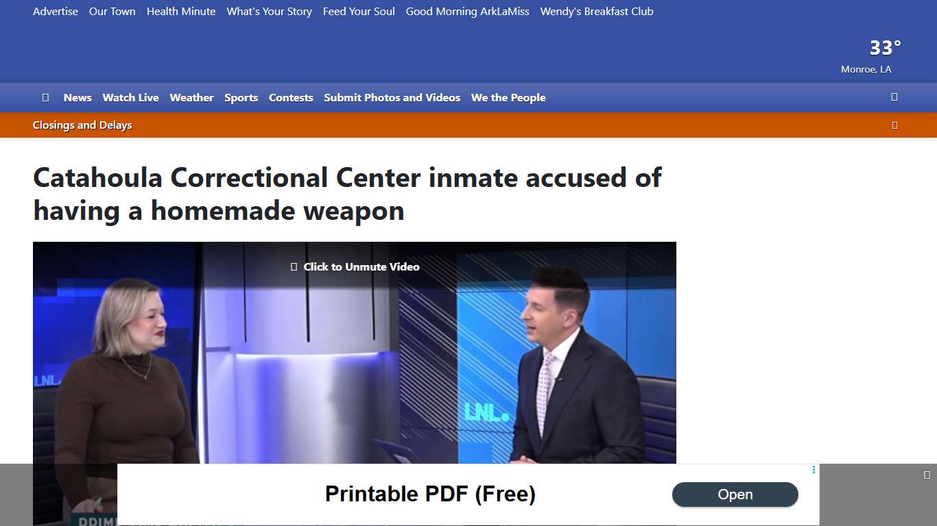 Catahoula Correctional Center inmate accused of having a homemade weapon