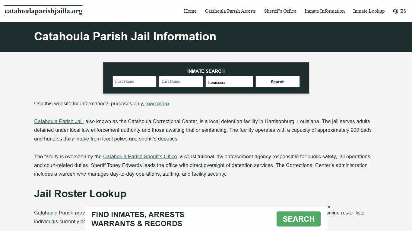 Catahoula Parish, LA Jail Roster, Inmate Info